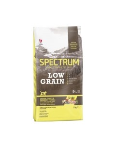 Сухой корм для кошек Low Grain для котят с курицей, индейкой и клюквой Spectrum