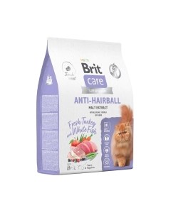 Сухой корм для кошек Cat Anti-Hairball с белой рыбой и индейкой / 5066278 Brit care