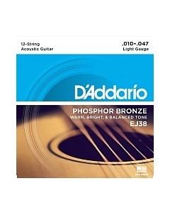 Струны для 12 струнной гитары D'addario