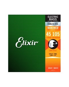 Струны для бас-гитары 14677 45-105 Stainless Steel Elixir strings