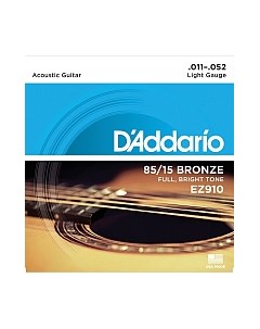 Струны для акустической гитары EZ910 Light 11-52 D'addario