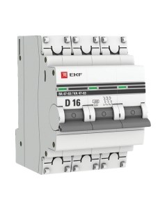 Выключатель автоматический PROxima ВА 47-63 3P 16А (D) 4.5kA / mcb4763-3-16D-pro Ekf