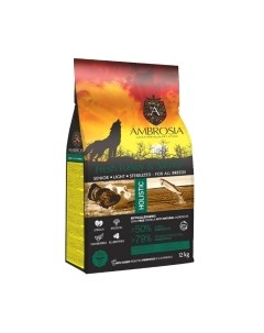 Сухой корм для собак Grain Free для пожилых с избыт. весом индейка и лосось / U/ATS12 Ambrosia