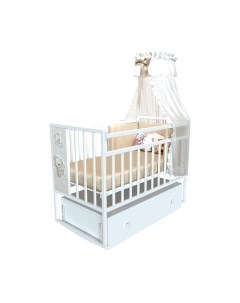 Детская кроватка Mini Loft 3D Teddy маятник с ящиком Vdk