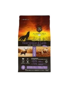 Сухой корм для собак Grain Free для всех пород с олениной и ягненком / U/AVL2 Ambrosia