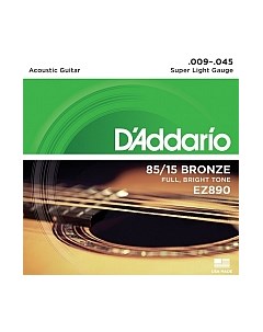 Струны для акустической гитары EZ890 Super Light 9-45 D'addario