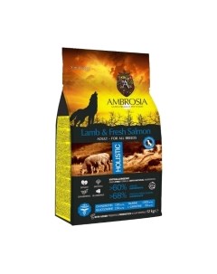 Сухой корм для собак Grain Free для всех пород с ягненком и лососем / U/ALS12 Ambrosia