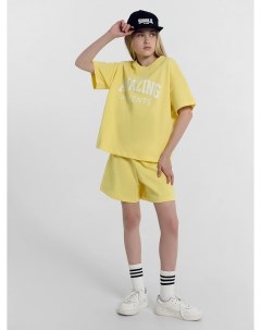 Комплект для девочек футболка шорты желтый с печатью Mark formelle
