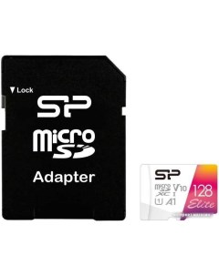 Карта памяти Elite microSDXC SP128GBSTXBV1V20SP 128GB с адаптером Silicon power