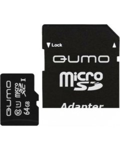 Карта памяти microSDXC UHS 1 64GB адаптер QM64GMICSDXC10U1 Qumo