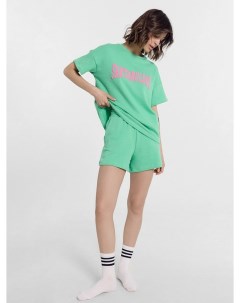 Комплект женский футболка шорты изумрудно зеленый с печатью Mark formelle