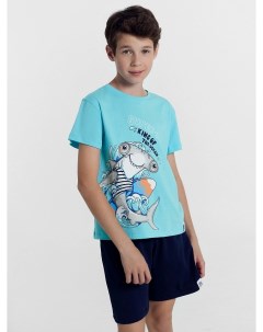 Комплект для мальчиков футболка шорты бирюзовый с печатью Mark formelle