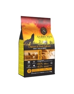 Сухой корм для собак Grain Free для всех пород с курицей и лососем / U/ACS12 Ambrosia