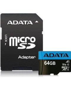 Карта памяти A Data Premier AUSDX64GUICL10A1 RA1 microSDXC 64GB с адаптером Adata