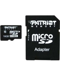 Карта памяти microSDHC Class 10 16 Гб адаптер PSF16GMCSDHC10 Patriot