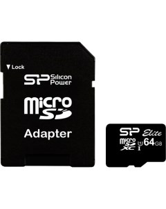 Карта памяти microSDXC Elite UHS 1 Class 10 64 GB SP064GBSTXBU1V10 SP Silicon power