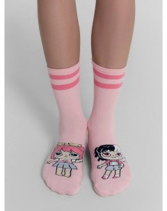 Носки детские розовые с рисунком в виде кукол Mark formelle