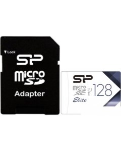 Карта памяти Elite microSDXC SP128GBSTXBU1V21SP 128GB с адаптером Silicon power