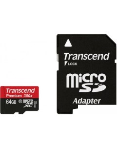 Карта памяти microSDXC UHS I 300x Premium Class 10 64GB TS64GUSDU1 Transcend