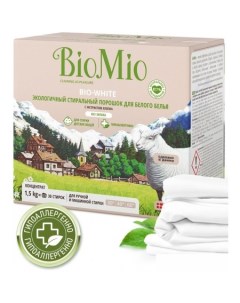 Стиральный порошок BIO White экологичн для белого белья с экстрактом хлопка 1 5 кг Biomio
