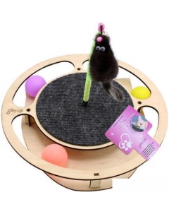 Игрушка для кошек Круг с шариками игрушкой на пружине и когтеточкой из ковра 147270 Glory life