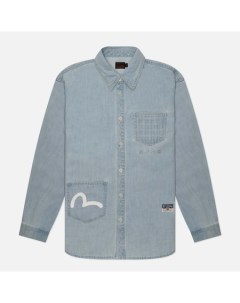 Мужская рубашка Seagull Print & Embroidered Denim Evisu