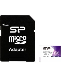 Карта памяти Superior Pro microSDXC SP128GBSTXDU3V20AB 128GB адаптер Silicon power