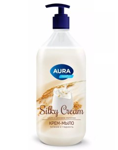 Крем-мыло Шелк и рисовое молочко Silky Cream 1000мл Aura