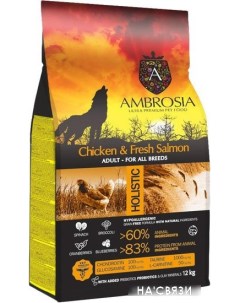 Сухой корм для собак Adult All Breeds Chicken & Fresh Salmon (для всех пород с курицей и рыбой) 12 к Ambrosia