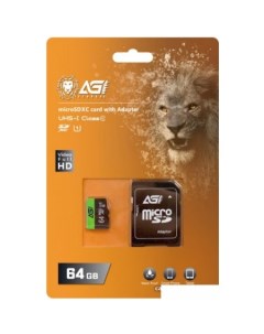 Карта памяти TF138 microSDHC 064GU1TF138 64GB с адаптером Agi