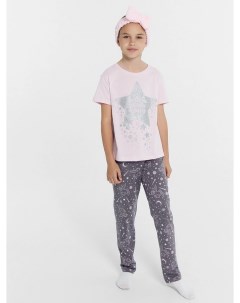 Комплект для девочек футболка брюки розово серая с созвездиями Mark formelle