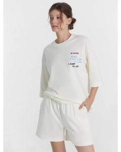 Комплект женский футболка шорты светло молочный Mark formelle