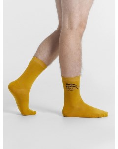 Носки мужские горчично желтые с рисунком в виде надписи добро душный Mark formelle