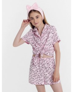 Комплект для девочек рубашка шорты розовый с надписями Mark formelle