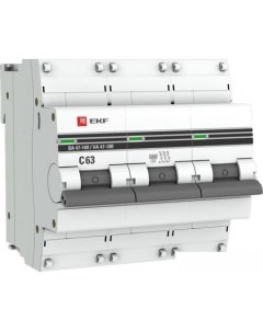 Выключатель автоматический PROxima ВА 47-100 3P 63A (C) 10kA mcb47100-3-63C-pro Ekf