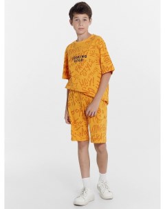 Комплект для мальчиков футболка шорты оранжевый с граффити Mark formelle