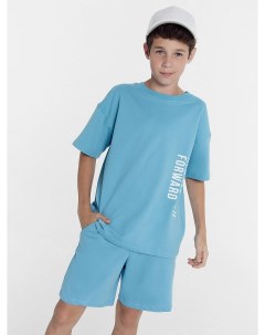 Комплект для мальчиков футболка шорты лазурно синий с печатью Mark formelle