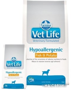 Корм для собак Vet Life Hypoallergenic Fish&Potato Dog 12 кг Farmina