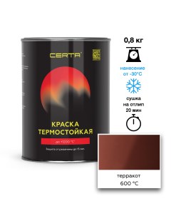 Эмаль термостойкая терракот до 600°С 0,8кг Certa