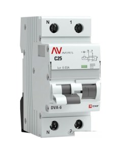 Дифференциальный автомат Averes DVA 6 2P 25А 30мА C 6кА тип AC rcbo6 1pn 25C 30 ac av Ekf