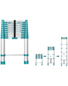 Лестница телескопическая алюминиевая THLAD08101 10 ступеней Total
