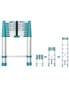 Лестница телескопическая алюминиевая THLAD08081 8 ступеней Total
