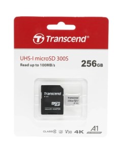 Карта памяти microSDXC 300S 256GB + адаптер (TS256GUSD300S-A) Transcend