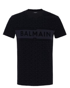 Футболка хлопковая с принтом Balmain