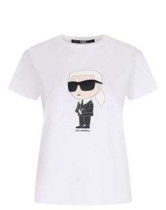 Футболка хлопковая с принтом K Ikonik Karl lagerfeld