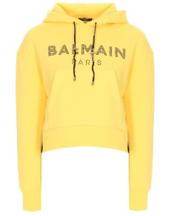 Худи хлопковое с принтом Balmain