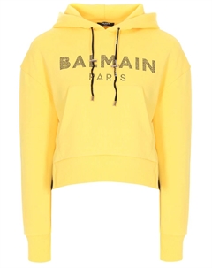 Худи хлопковое с принтом Balmain