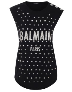 Топ хлопковый с кристаллами Balmain