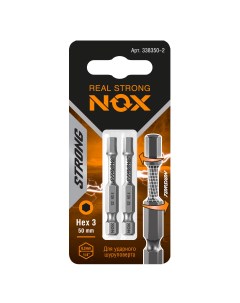 Бита torsion E6,3 HEX3-50 2шт STRONG Nox