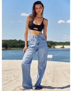 Брюки женские джинсовые wide leg fit голубые Mark formelle